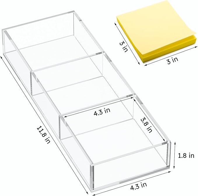 HIIMIEI 3 Section Acrylic Drawer Organizer Tray | Clear Desk Makeup Tray - Image 6