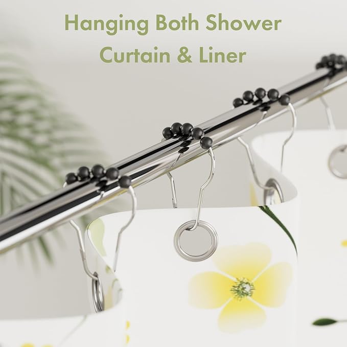 Black Shower Curtain Hooks, Decorative Rust Proof Acrylic Balls Shower Curtain - Image 2