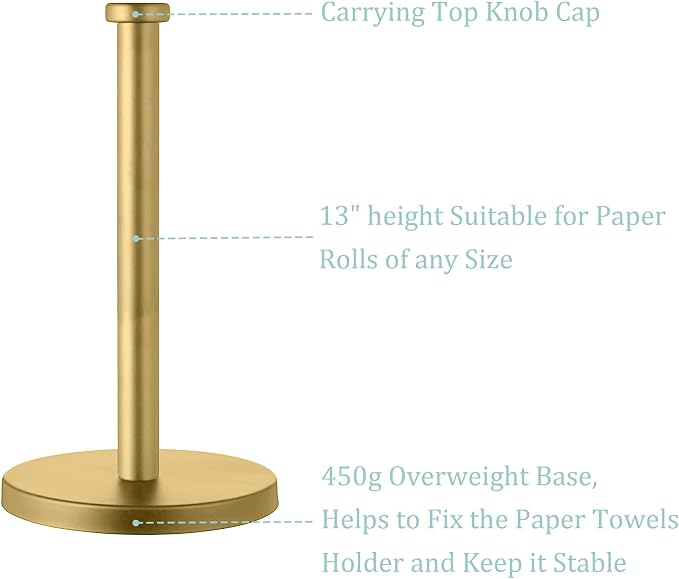 Gold Paper Towel Holder, Paper Towel Holder Countertop, Paper Towel Holder - Image 4