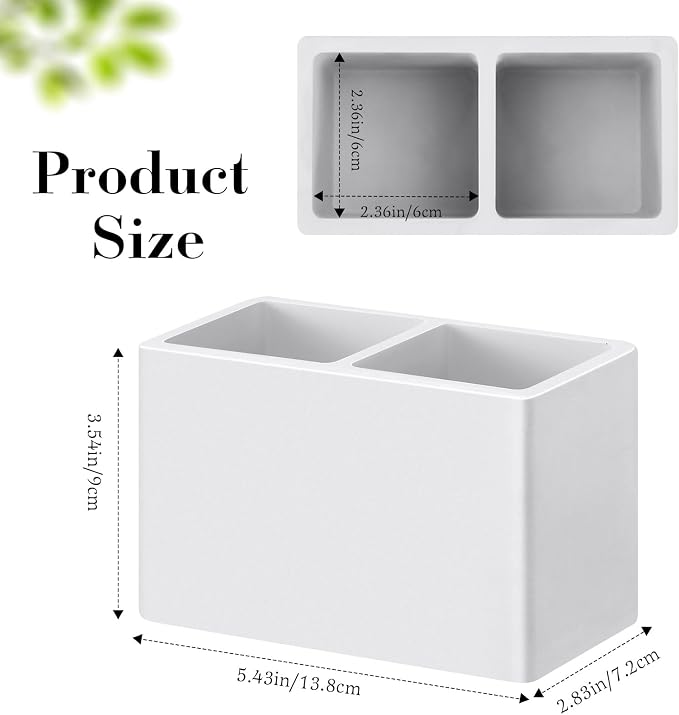 Luxspire Diatomite Toothbrush Holder, 2 Slots, Light Gray | Fast Drying - Image 5