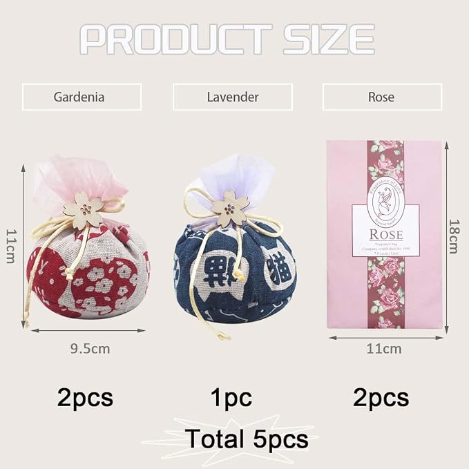 5-Pack Scented Sachets, Air Freshener Bags - Image 3