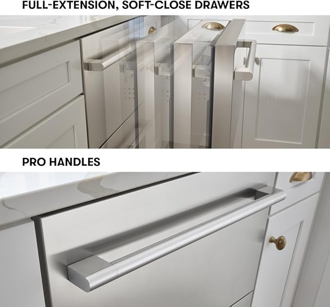 Zephyr 24" Presrv™ Dual Zone Refrigerator Freezer Drawers - Built In Fridge with Modes for Freezer, Fridge and Pantry, Convertible -7° – 65° F (each zone), LED Lighting, Soft Close, PRRFD24C2AS