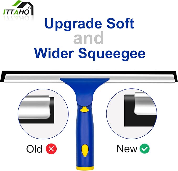 Window Squeegee with Extension Pole, Separate 12" Squeegee & 11" Microfiber - Image 5