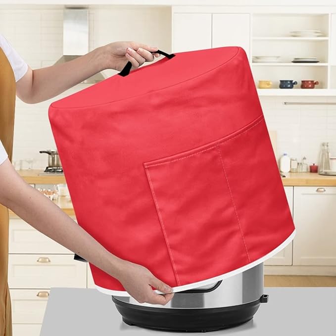 Red Pressure Cooker Cover Dust Cover 6qt,Kitchen Appliance Cover for Air fryer/Rice Cooker/Oven/Toaster/Stand Mixer/Steamer,Food Processor Cover