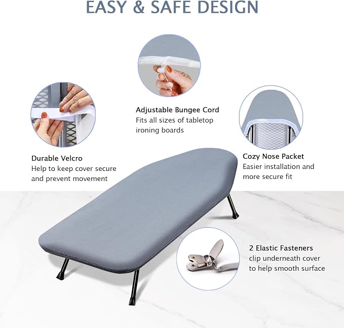 SheeChung 12.5"x32" Small Ironing Board Cover and Pad, Extra Thick Padding - Image 3