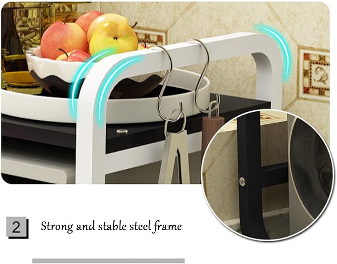 Microwave Storage Rack Microwave Oven Rack Kitchen Storage Shelf Kitchen Organiser Shelf Island Shelf for Oven Toaster Stand White, Black