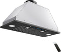 IKTCH 30 inch Black Built-in/Insert Range Hood, 900 CFM Ducted/Ductless Stainless Steel Kitchen Vent Hood with 4 Speed Gesture Sensing&Touch Control Panel(IKB01-30-BSS)