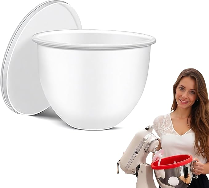 Silicone Bowl Insert Compatible with 5 Qt KitchenAid Tilt-Head Mixer, Food-Grade Non-Slip Bowl Liner, Dishwasher Safe & Easy to Clean Replacement Accessory (White)