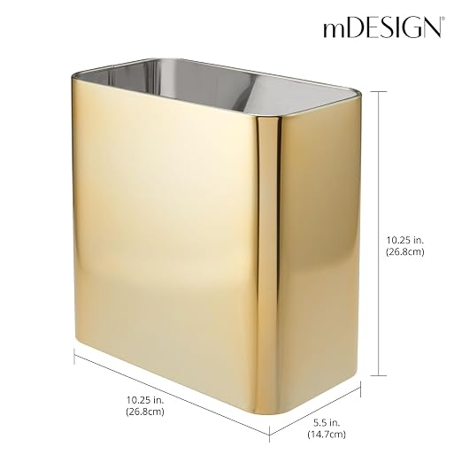 mDesign Small Metal 2.4 Gallon/9 Liter Trash Can Wastebasket Garbage Bin - Image 4
