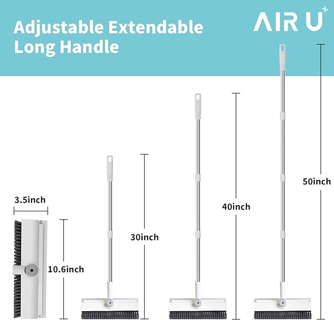 AIR U+ Floor Scrub Brush with Long Handle, 3-in-1 Rotating Head & Squeegee | - Image 6