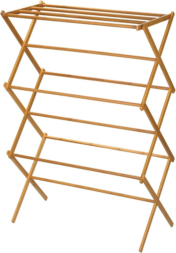 Household Essentials Bamboo Folding Clothes Drying Rack, Upscale Laundry Rack by HouseholdEssentials