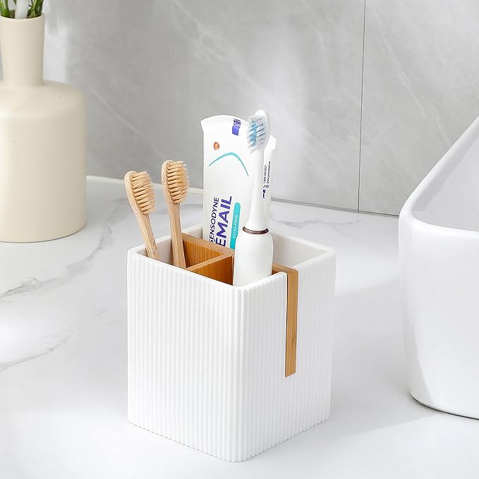 Toothbrush Holders for Bathroom, 3 Slots Toothbrush Organizer Stand, Toiletries - Image 4