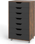 7 Drawer File Cabinet, Mobile Filing Cabinet w/Universal Wheels, Wood Printer Stand with Storage, Rolling File Cabinets for Home Office, Living Room, Bedroom (Rustic Brown, 7 Drawers)