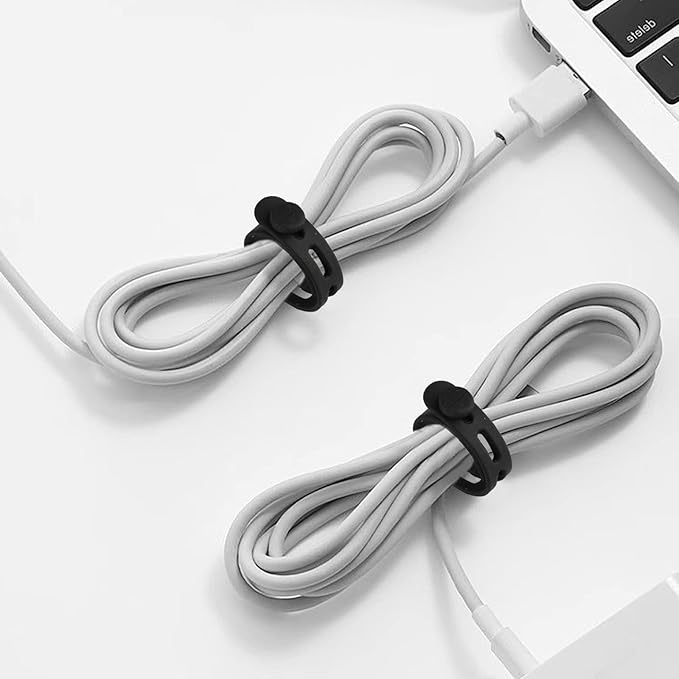 40 Pcs Black Silicone Cable Ties, Reusable Cable Straps Wire Organizer. | Cable - Image 6