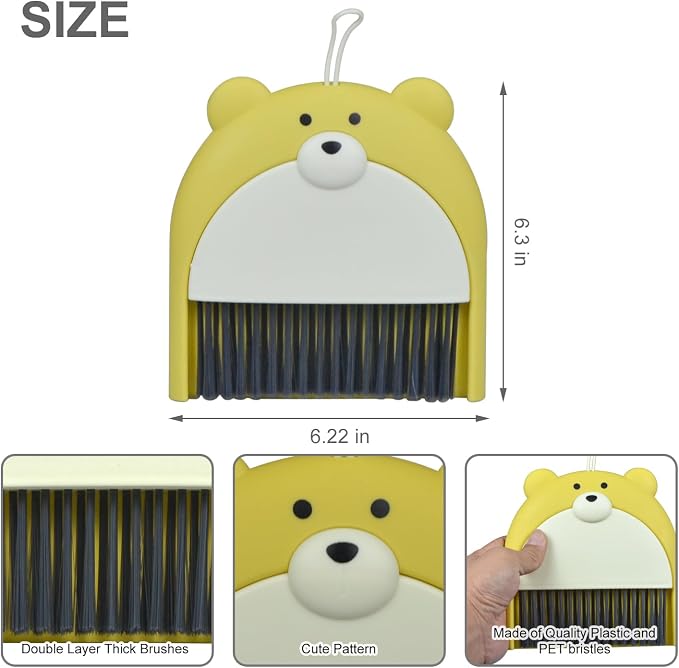 Mini Broom and Dustpan Set 6.2x6.3 Inches Compact Hand Broom - Image 2