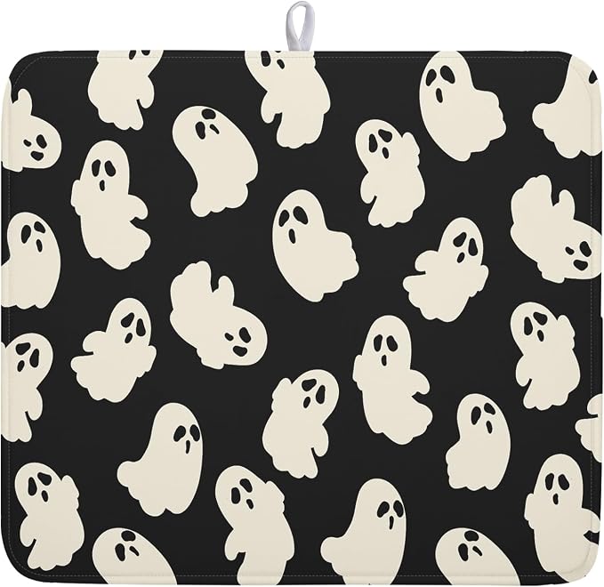 Halloween Ghost Dish Drying Mat 16X18 Inch Spooky Halloween Drying Mat by Kawani