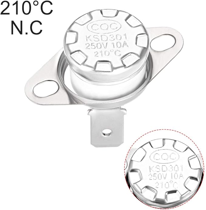 uxcell KSD301 Thermostat 210°C/410°F 10A Normally Closed N.C Adjust Snap Disc Temperature Switch for Microwaves,Oven,Coffee Maker 5pcs,Ceramic Material