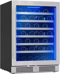 Zephyr Presrv 24" Wine Fridge Single Zone Under Counter - Countertop Wine Cooler Cellars Cabinet Wine Beverage Refrigerator Home Bar Chiller Freestanding with Glass Door, 53 Bottles 750ml