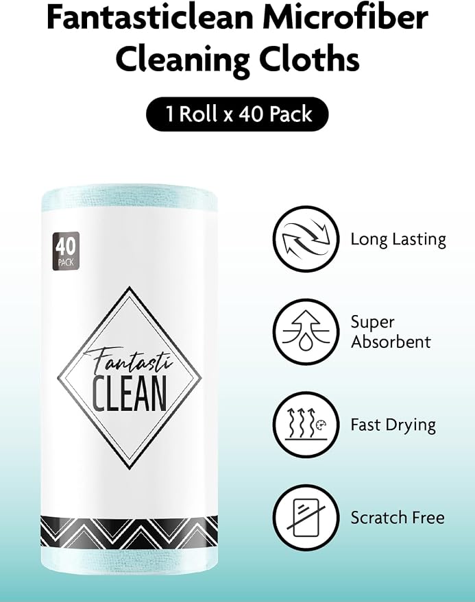 Fantasticlean Microfiber Cleaning Cloth Roll- 40 Sheets, Tear-away Microfiber - Image 3