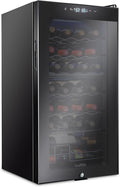 Ivation 28 Bottle Dual Zone Compressor Wine Cooler Refrigerator w/Lock | Large Freestanding Wine Cellar For Red, White, Champagne Wine | 41f-64f Digital Temperature Control Fridge Glass Door Black