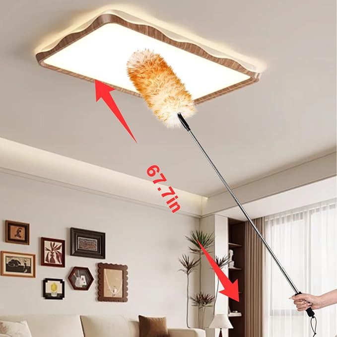 Extendable Cleaning Duster, 66.9Inch Telescoping Feather Dusters - Image 5