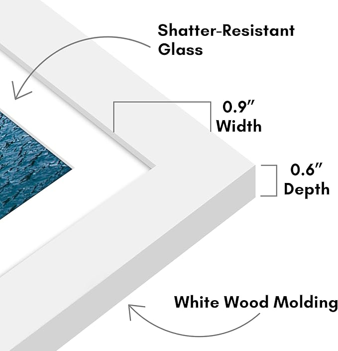 Americanflat 5x7 Picture Frame with Shatter-Resistant Glass - Use as 4x6 Frame with Mat or Display 5x7 Photo Without Mat - Signature Collection - Picture Frames for Tabletop and Wall Display - White