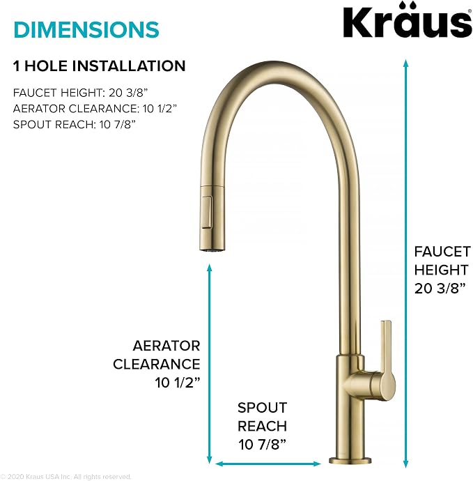 KRAUS Champagne Bronze 20 in Pull Down Kitchen Faucet KPF-2821SFACB | - Image 4
