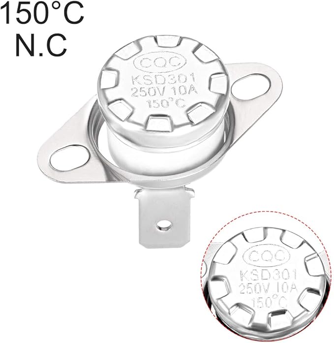 uxcell KSD301 Thermostat 150°C/302°F 10A Normally Closed N.C Adjust Snap Disc Temperature Switch for Microwaves Oven Coffee Maker 5pcs,Ceramic Material