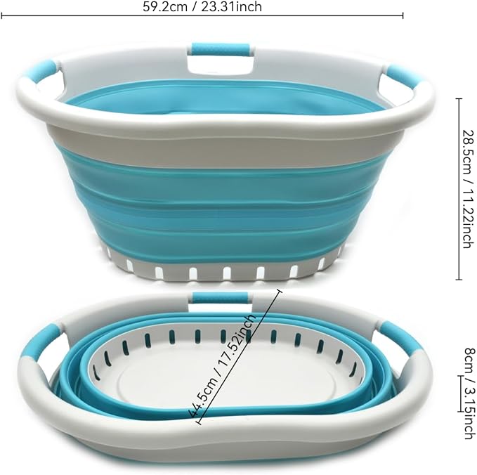 SAMMART 36L Collapsible 3 Handled Plastic Laundry Basket-Foldable Pop Up - Image 2