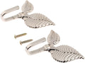 Curtain Tiebacks Small Lightweight Hooks, Vintage Silver Leaf Pattern, 4x2 Inch by Hicello