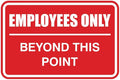 All Quality Classic Framed Employees Only Beyond This Point Wall or Door Sign | Easy to Install Business Signage - Medium (Red) 1 Pack