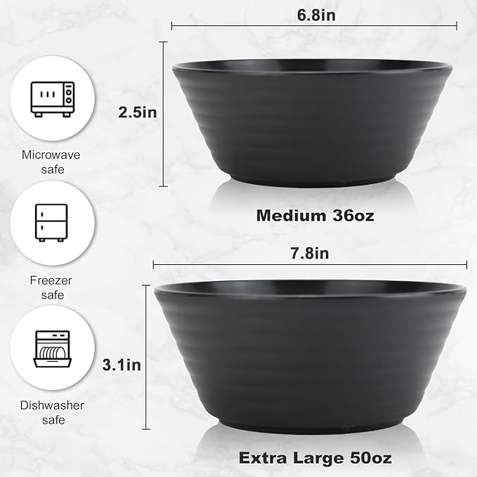 Wrova Wheat Straw Bowl Sets,6 PCS Unbreakable Cereal Bowl 50 OZ,Microwave and Dishwasher Safe Bowls,Super Big Bowl Sets BPA Free Bowl for Serving Cereal,Oatmeal and Salad (Pure Gray)