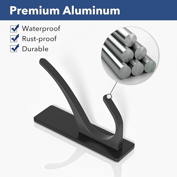 pickpiff 10 Pack Matt Black Self-Adhesive Hook, 13LB Hanger - Image 6