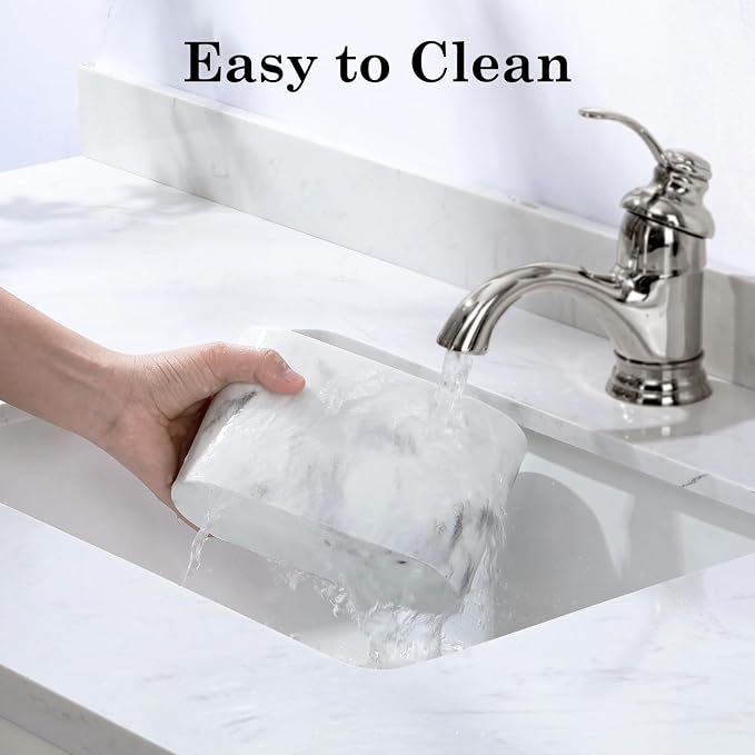 Luxspire 2 Slots Toothbrush and Toothpaste Holder, Gravel White | Resin - Image 4