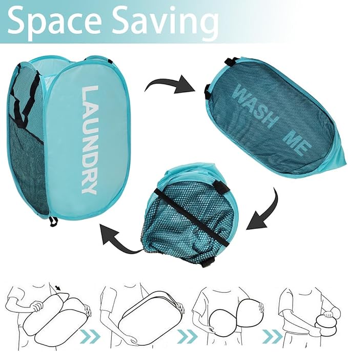 2Pack Mesh Pop Up Laundry Hamper, Foldable Laundry Basket - Image 2
