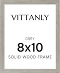 Vittanly 8x10 Picture Frame, Solid Wood Frame with Plexiglass, Includes 5x7 Mat, Wall Hanging or Tabletop for Home Decor, Grey, 1 Pack