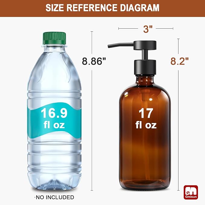 GMISUN Amber Glass Soap Dispenser, 1 Pack Dish Soap Dispensers - Image 2