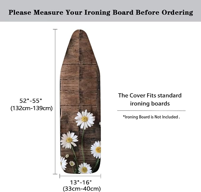 Wood Dasiy Floral Ironing Board Pad Ironing Board Cover and Pad 15" x 54" - Image 6