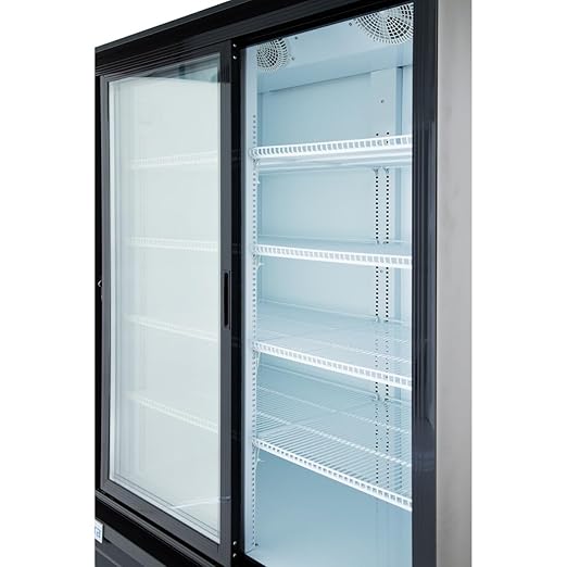 52" Reach-In Refrigerator with Two-Sliding Glass Door | Merchandiser Beverage Display Fridge for Convenience Grocery Store | 50 Cu. Ft. | 52.3"W x 32"D x 79.5"H, Black Exterior Steel, 115V, NSF