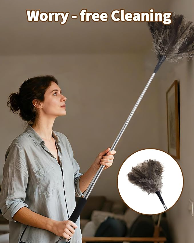 Ostrich Feather Duster, 18-48 Inch Extendable Feather Duster - Image 7