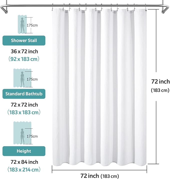 Vipfree 3 in 1 Shower Curtain Set, Waffle Shower Curtain and Liner Set - Image 7