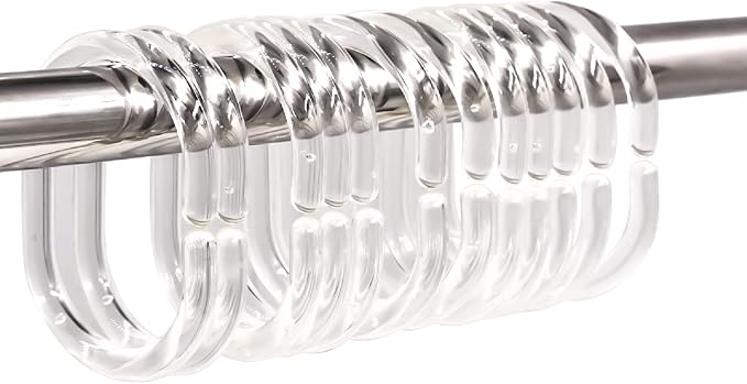 24 pcs Shower Curtain Rings Plastic Shower Curtain Hooks C-Shaped Rings Hook by Qulable