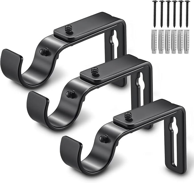 LLPJS Curtain Rod Bracket Adjustable, Drapery Rod Holder Hooks Support Hangers by LLPJSCurtainRingsClipHooks