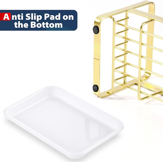 HULISEN Kitchen Sponge Holder, 304 Stainless Steel Sink Caddy - Image 4