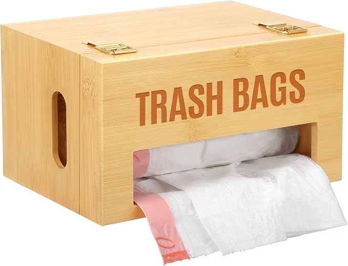 Bamboo Trash Bag Holder, Freestanding or Wall-Mounted Organizer | Measures 10 x by Libreshine