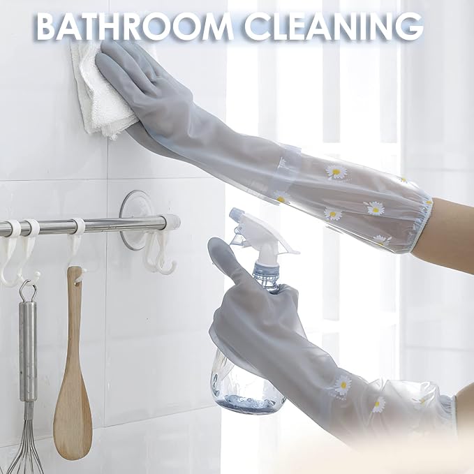 KAQ Dishwashing Cleaning Gloves 3 Pairs-Reusable Rubber Gloves Non-Slip Laundry - Image 3