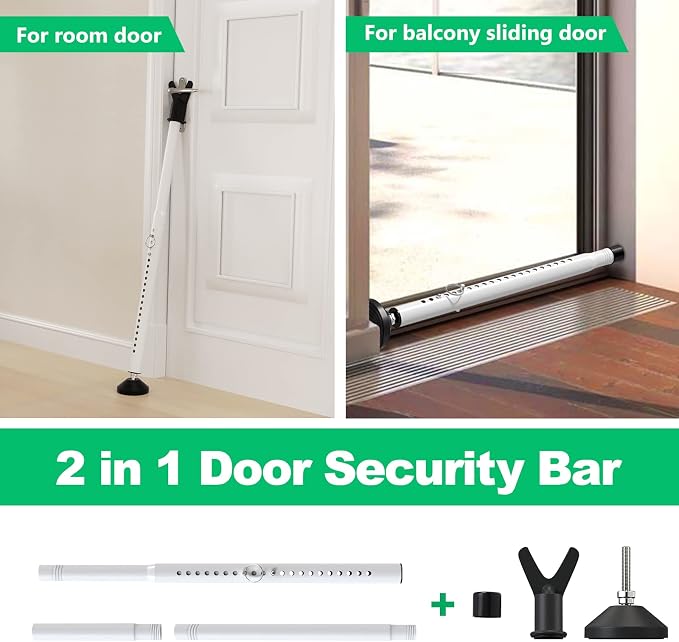 Door Stoppers Security Bar & Sliding Glass Door Lock Keep Your Home Security - Image 2
