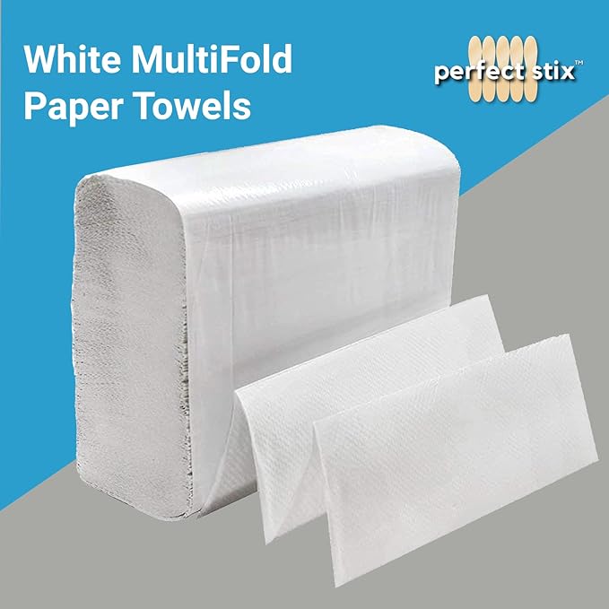 Perfect Stix - White MultiFold Paper Towels- Pack of 2-250ct. Total 500 Towels - Image 2