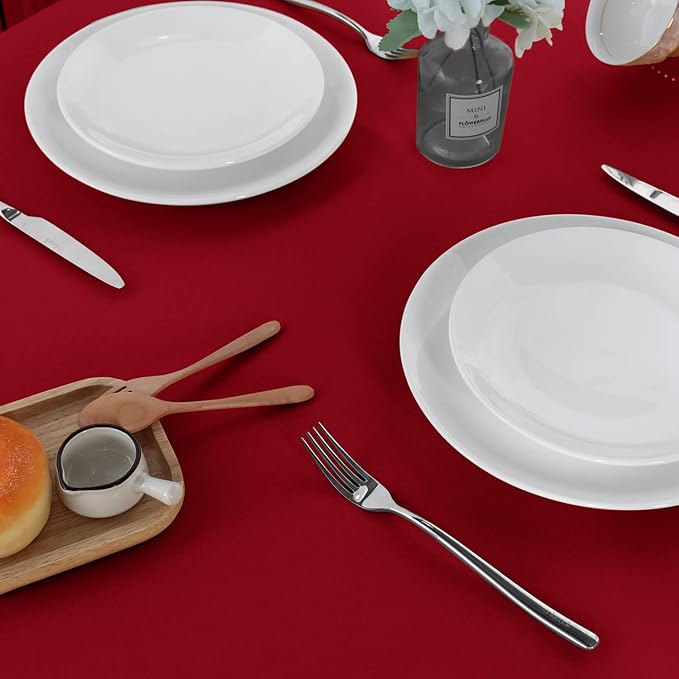 sancua 2 Pack Round Tablecloth 70 Inch Red, Stain and Wrinkle Resistant Table Cloth - Washable Polyester Table Cover for Dining Tables, Buffet Parties and Camping