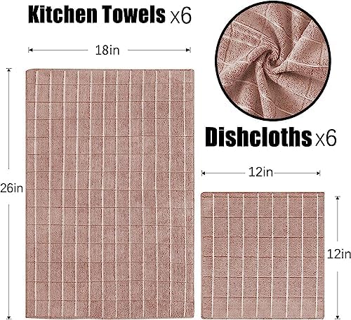 Puomue Microfiber Kitchen Towels and Dishcloths Set, 26 x 18 Inch and 12 x 12 - Image 2